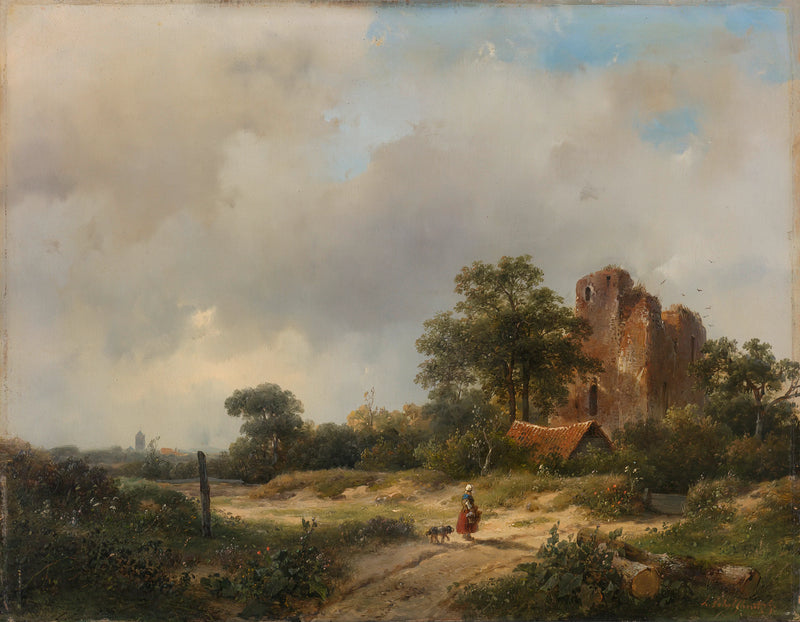 Paysage avec les ruines du château de Brederode à Santpoort - Andreas Schelfhout