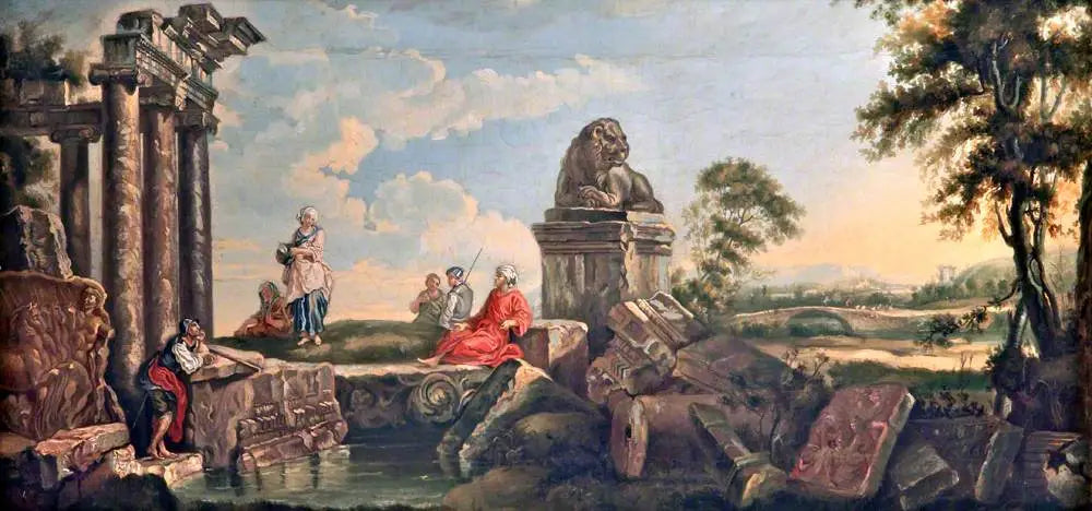 Paysage avec ruines et figures classiques - Giovanni Paolo Panini - Alpha Reproduction