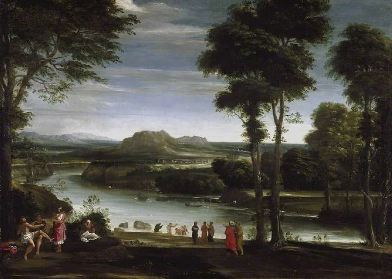 Paysage avec saint Jean baptisant - Domenichino image 1 copie de tableau peinte à la main