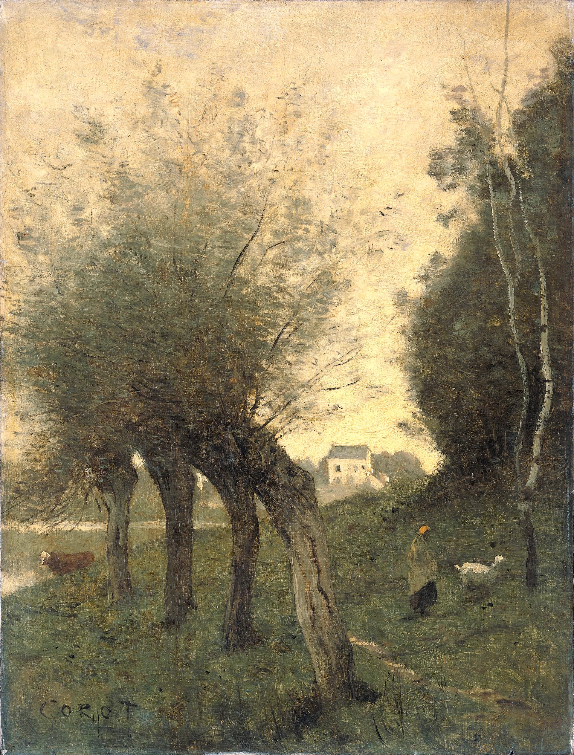 Paysage avec des saules têtards - Camille Corot