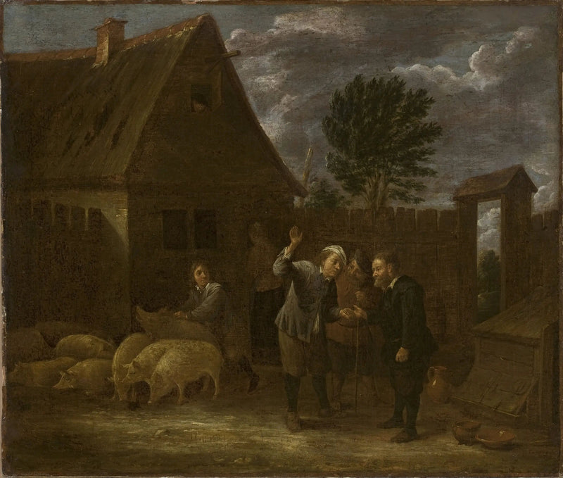 Paesaggio con un venditore di maiali - David Teniers il Giovane