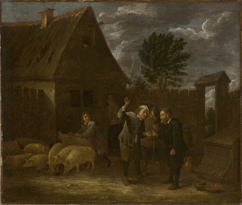 Paesaggio con un venditore di maiali - David Teniers il Giovane