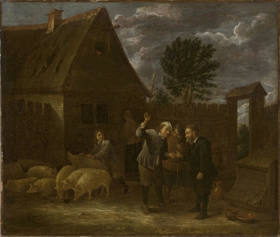 Paesaggio con un venditore di maiali - David Teniers il Giovane
