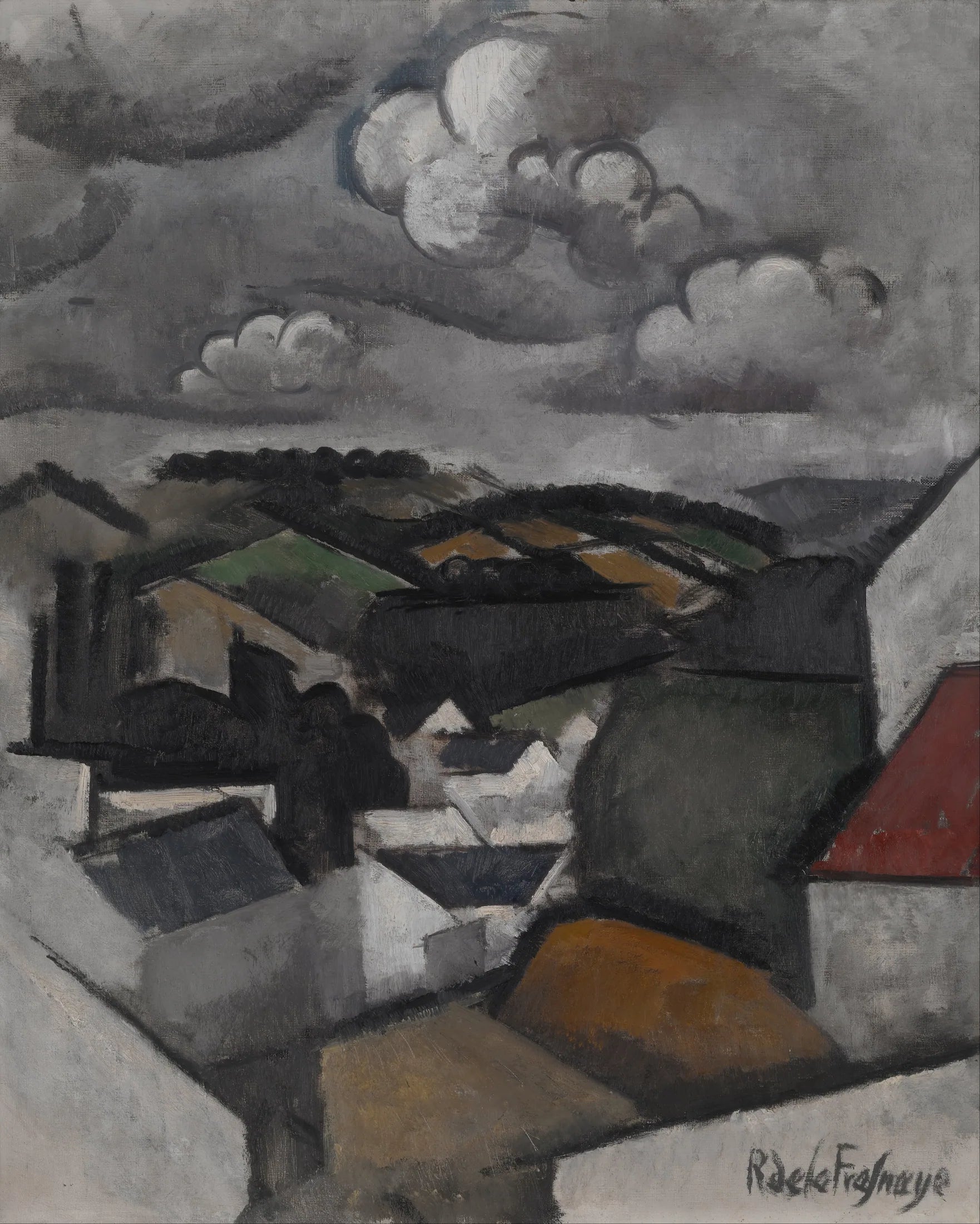 Paysage avec un village, les collines au-delà de Meulan - Roger de La Fresnaye image 1 tableau peint à l’huile sur toile