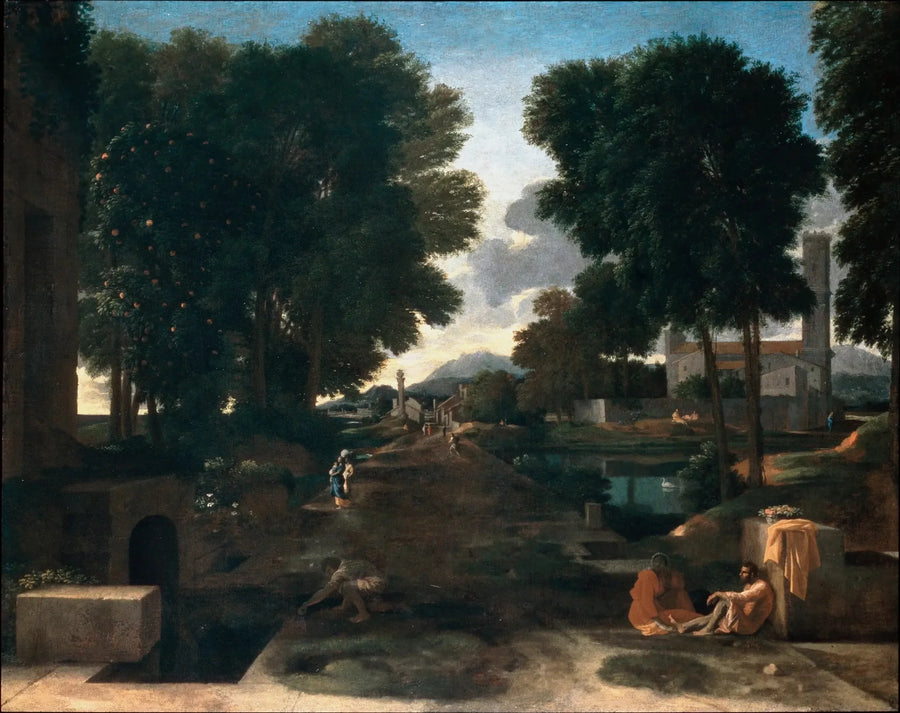 Paesaggio con un viaggiatore a riposo - Nicolas Poussin