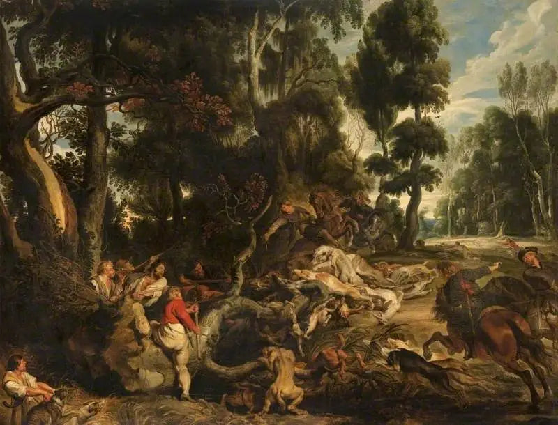 Paesaggio con una battuta di caccia al cinghiale - Peter Paul Rubens
