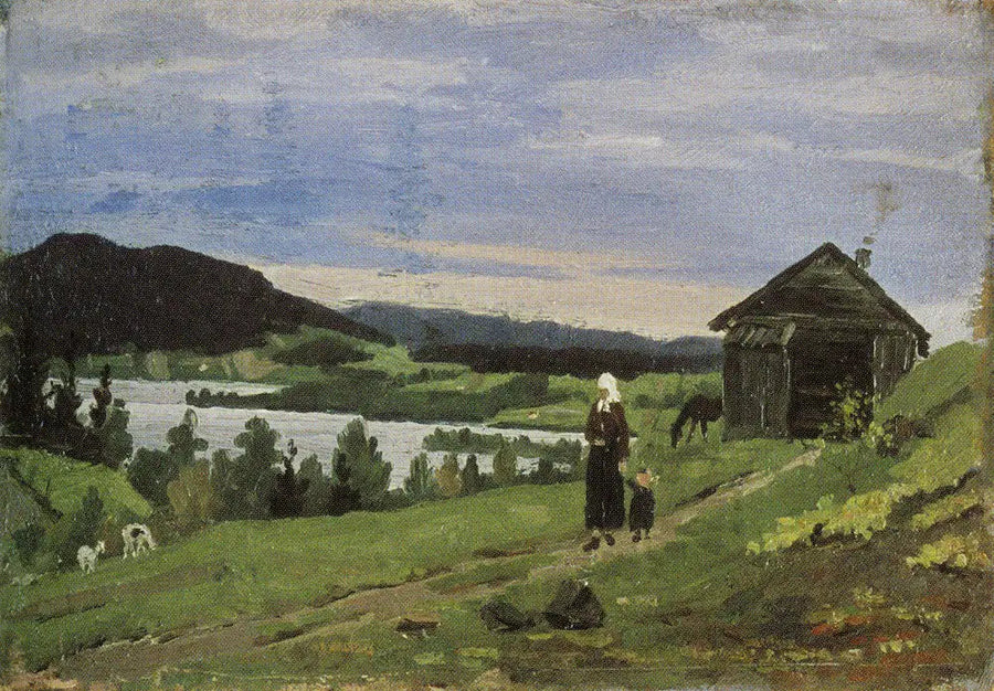 Paesaggio con una donna e un bambino - Edvard Munch