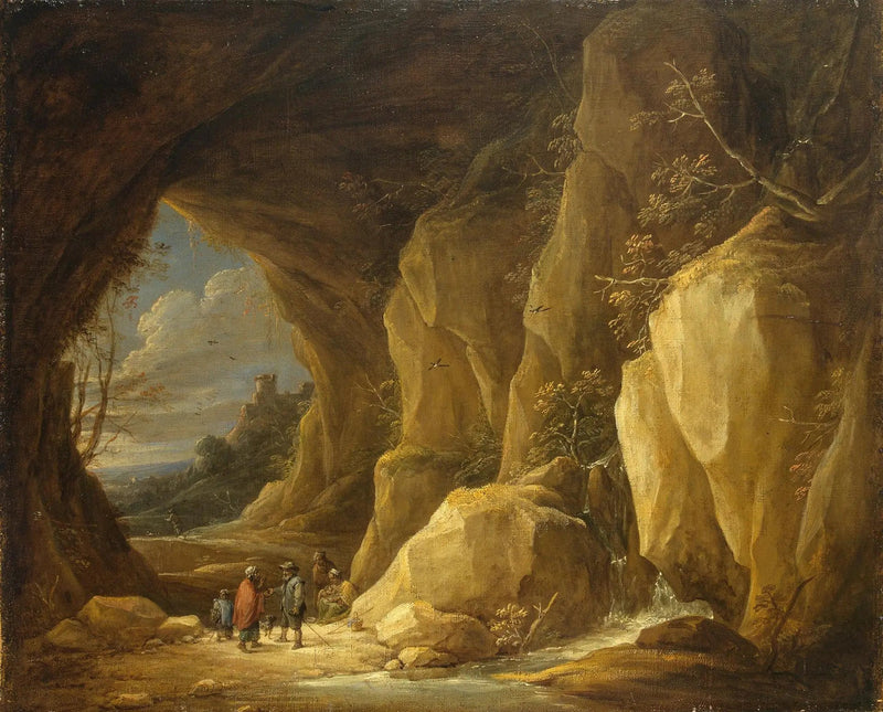 Paesaggio con una grotta e un gruppo di gitani - David Teniers il Giovane
