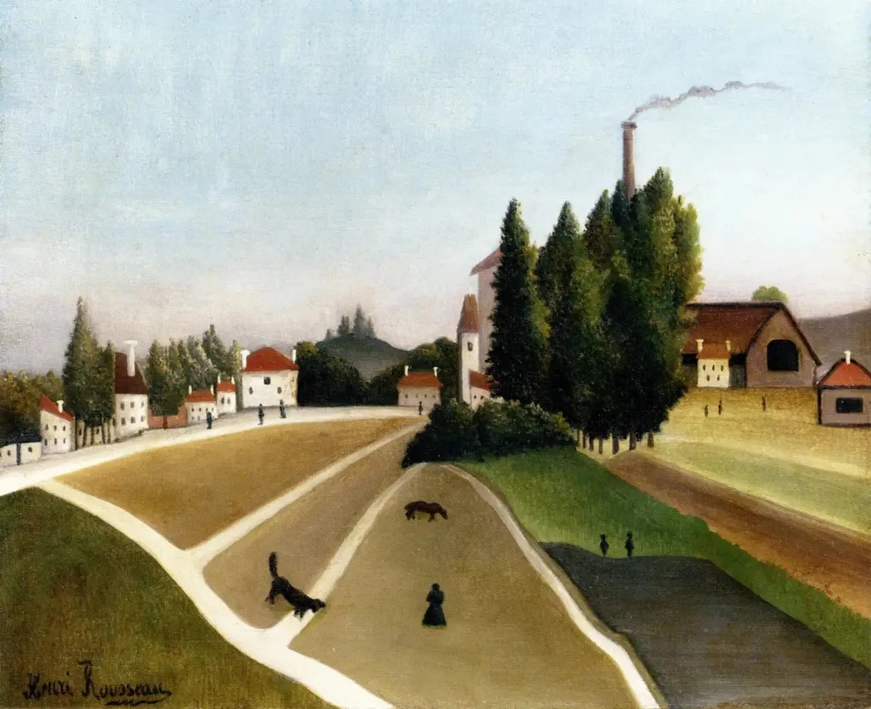 Paysage avec usine - Henri Rousseau image 1 reproduction artisanale de tableau
