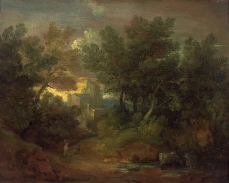 Paesaggio boscoso con edificio - Thomas Gainsborough