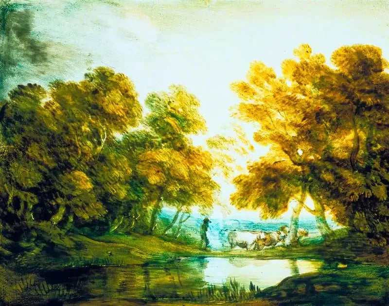 Paesaggio boscoso con pastore che conduce il bestiame - Thomas Gainsborough