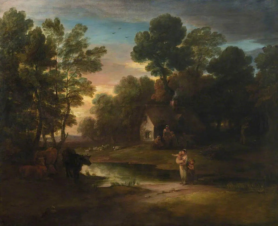 Paesaggio boscoso con bestiame ai margini di uno stagno - Thomas Gainsborough