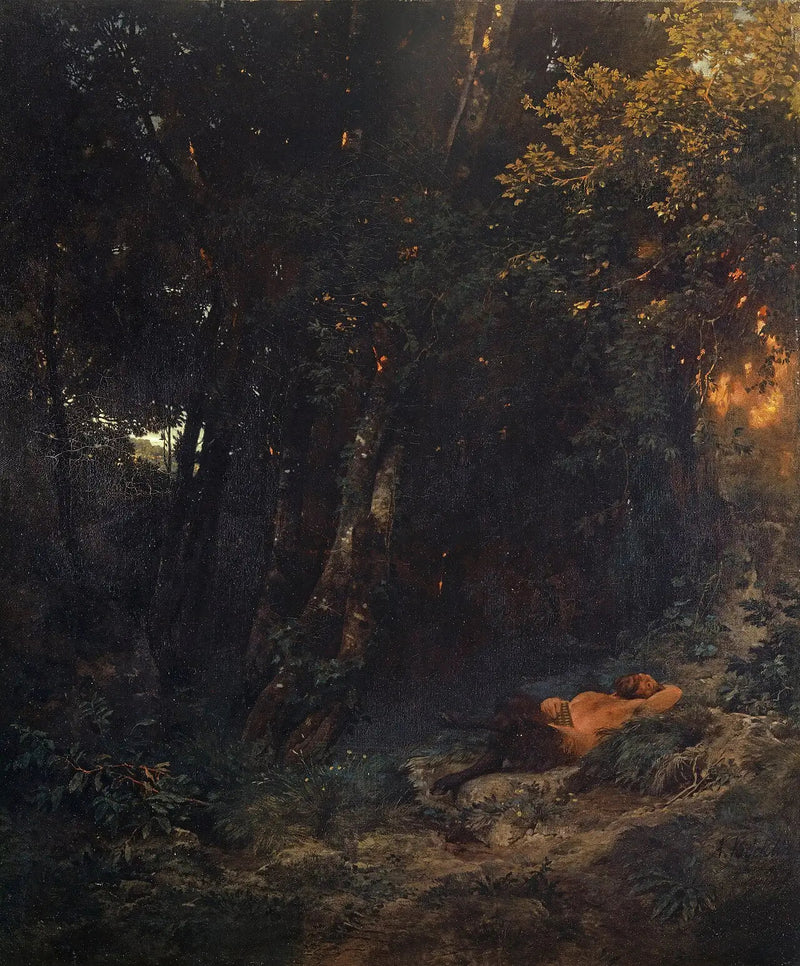 Paesaggio boscoso con Pan che si riposa - Arnold Böcklin
