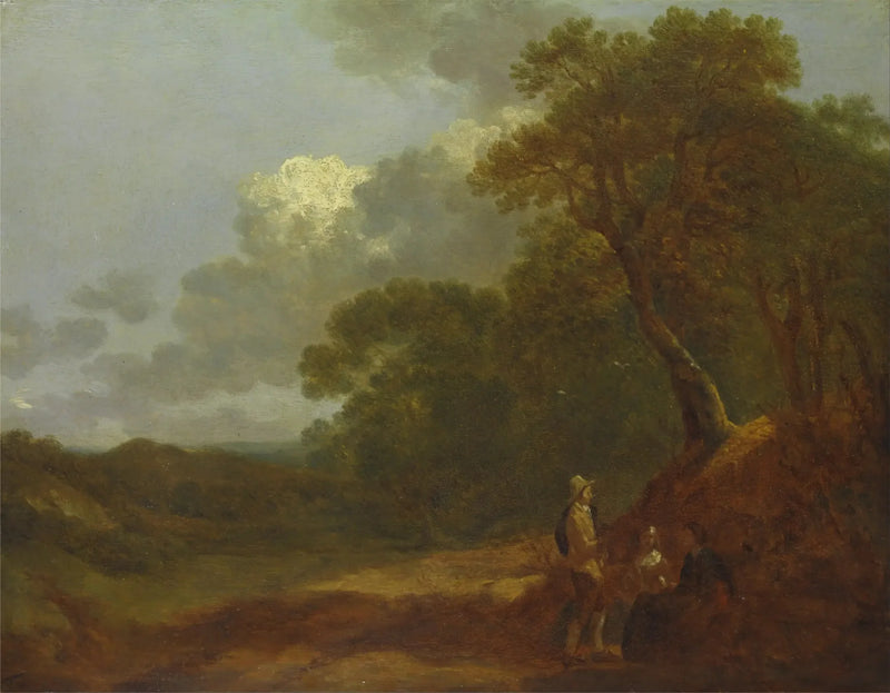 Paesaggio boscoso con un uomo che parla a due donne sedute - Thomas Gainsborough