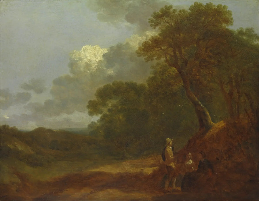 Paesaggio boscoso con un uomo che parla a due donne sedute - Thomas Gainsborough