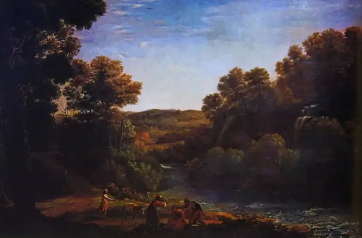Paesaggio boscoso con un ruscello - Claude Lorrain