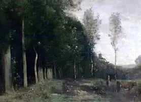 Paesaggio boscoso con vista su un villaggio - Jean-Baptiste Camille Corot