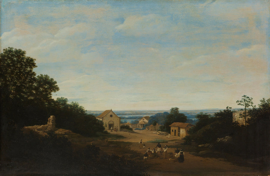Paysage brésilien avec le village d'Igaraçú. A gauche l'église Côme et Damien - Frans Post
