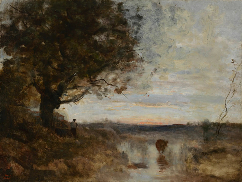 Paesaggio composto, effetto di alba al sole - Jean-Baptiste Camille Corot