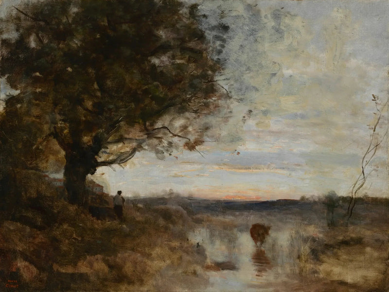 Paesaggio composto, effetto di alba al sole - Jean-Baptiste Camille Corot