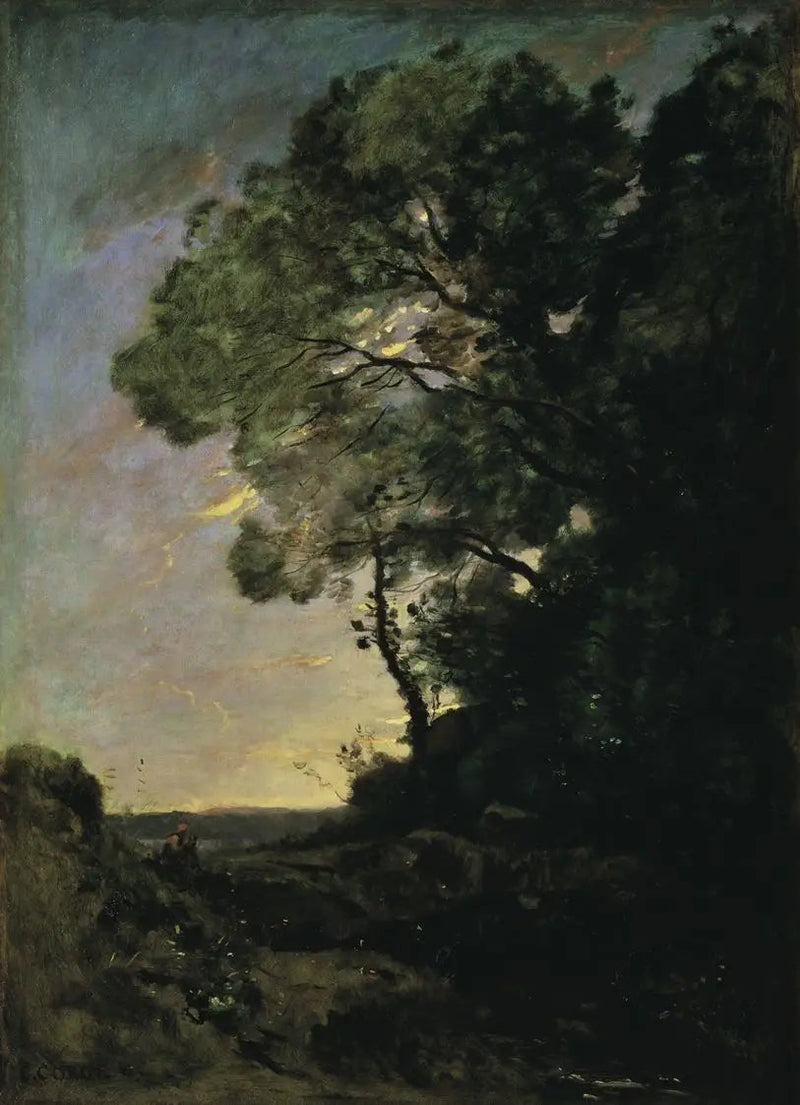 Paesaggio di alberi (sera) - Jean-Baptiste Camille Corot