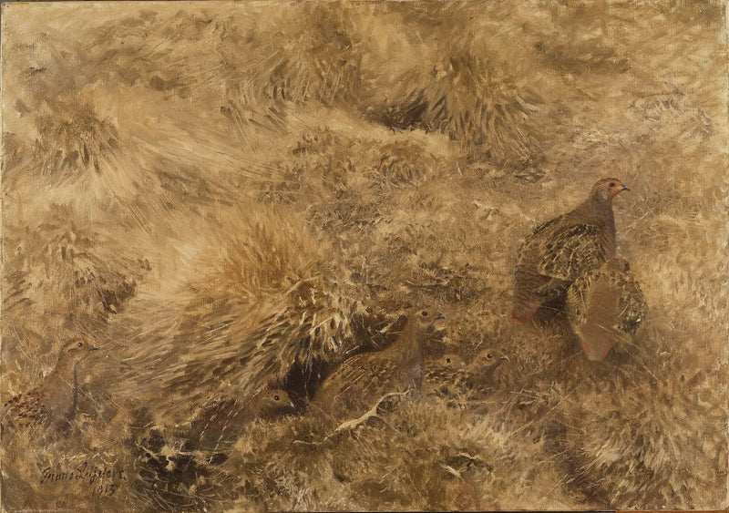 Paesaggio autunnale con pernici - Bruno Liljefors