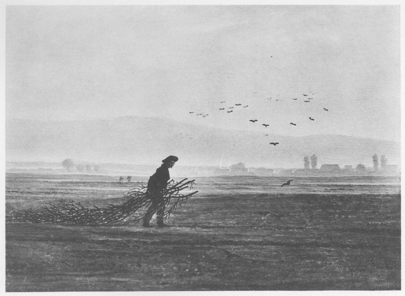 Paesaggio autunnale con un uomo che raccoglie legna - Caspar David Friedrich