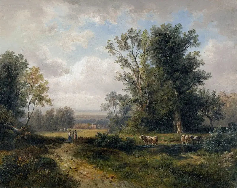 Paesaggio estivo con donne contadine e mucche - Jules Breton