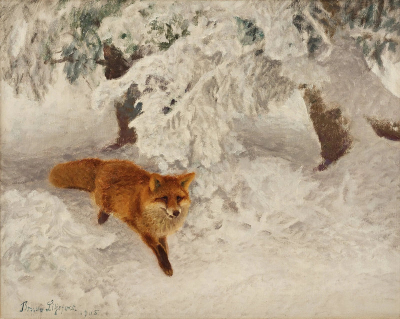 Paesaggio invernale con volpe - Bruno Liljefors