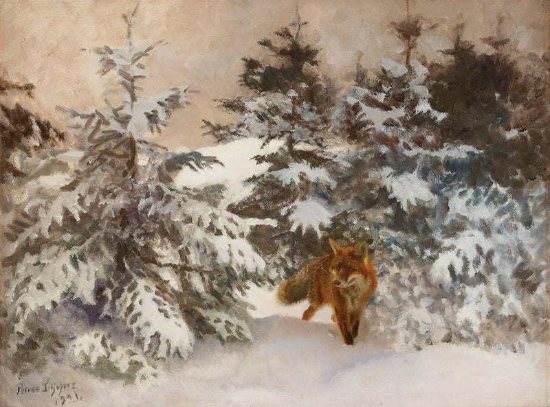 Paesaggio invernale con volpe - Bruno Liljefors