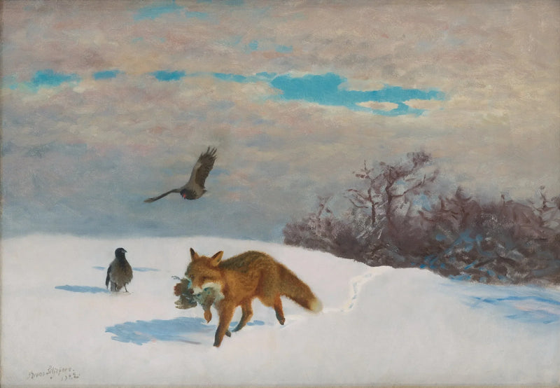Paesaggio invernale con volpe e preda - Bruno Liljefors