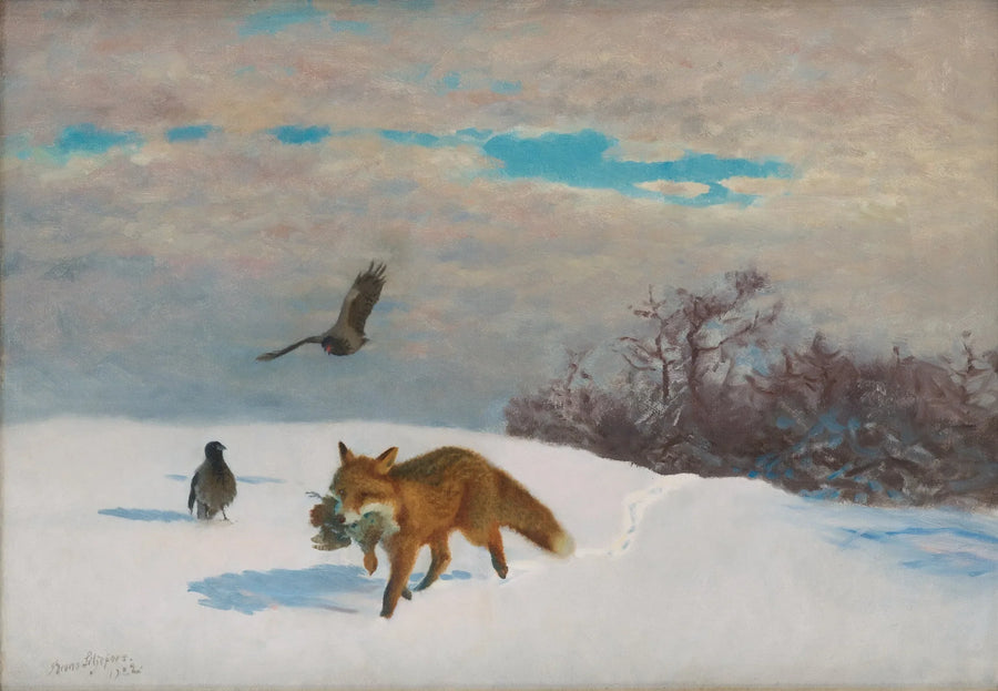 Paesaggio invernale con volpe e preda - Bruno Liljefors