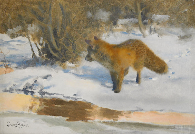 Paesaggio invernale con una volpe - Bruno Liljefors