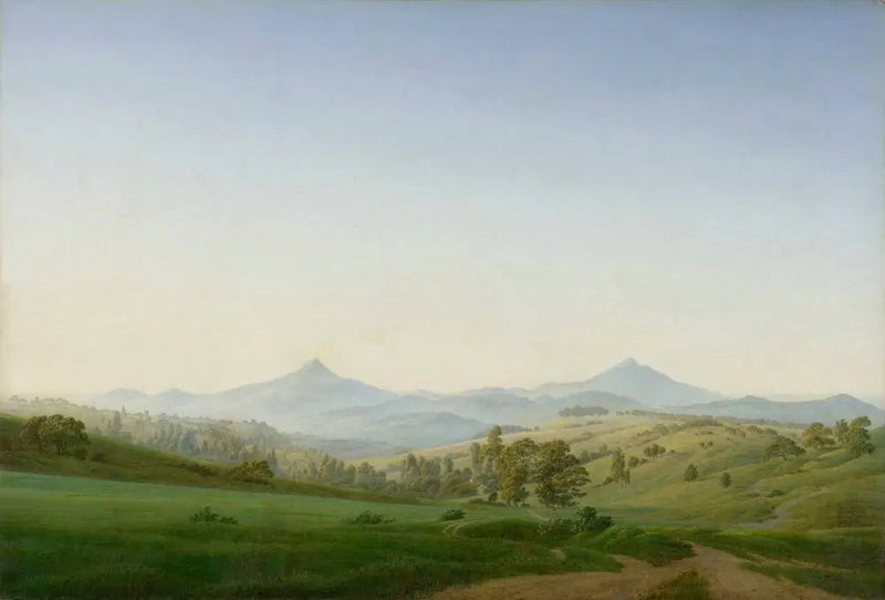 Paesaggio della Boemia con il monte Milleschauer - Caspar David Friedrich