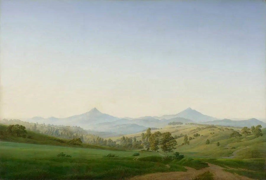 Paesaggio della Boemia con il monte Milleschauer - Caspar David Friedrich
