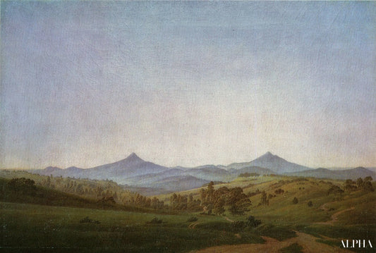 Paysage de Bohême avec le mont Milleschauer - Caspar David Friedrich - Reproductions de tableaux et peintures haut de gamme