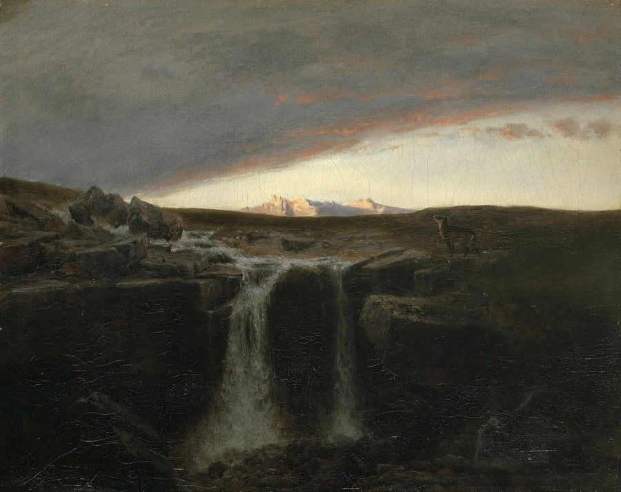 Paesaggio montano con una cascata - Arnold Böcklin
