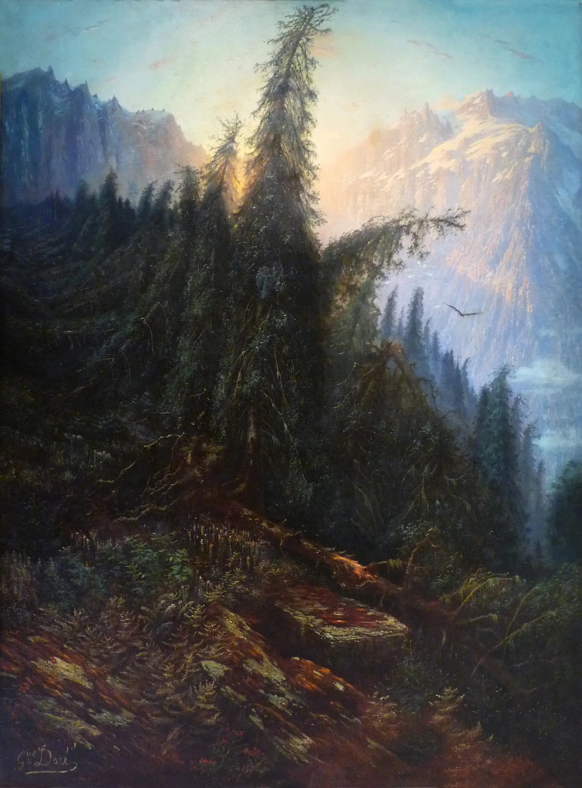 Paysage de montagne - Gustave Doré image 1 reproduction de peinture à l’huile