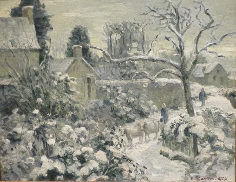 Paesaggio innevato con mucche a Montfoucault - Camille Pissarro