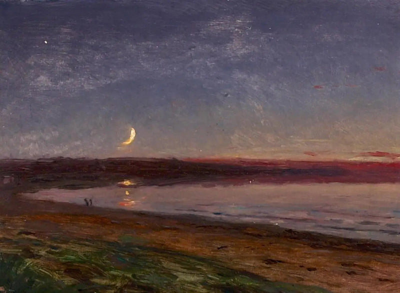 Paesaggio di spiaggia in serata con due personaggi. - Peder Severin Krøyer