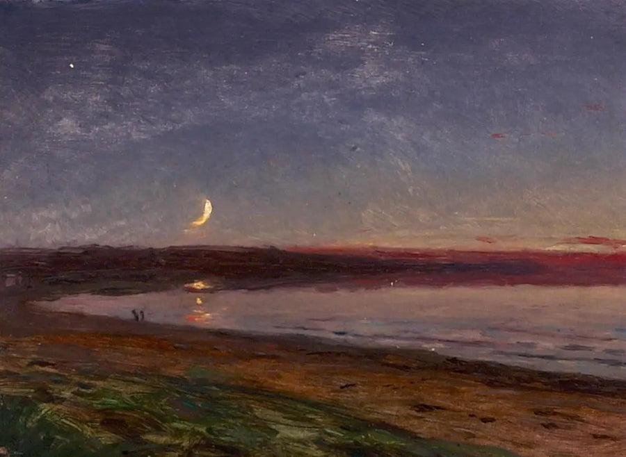 Paesaggio di spiaggia in serata con due personaggi. - Peder Severin Krøyer