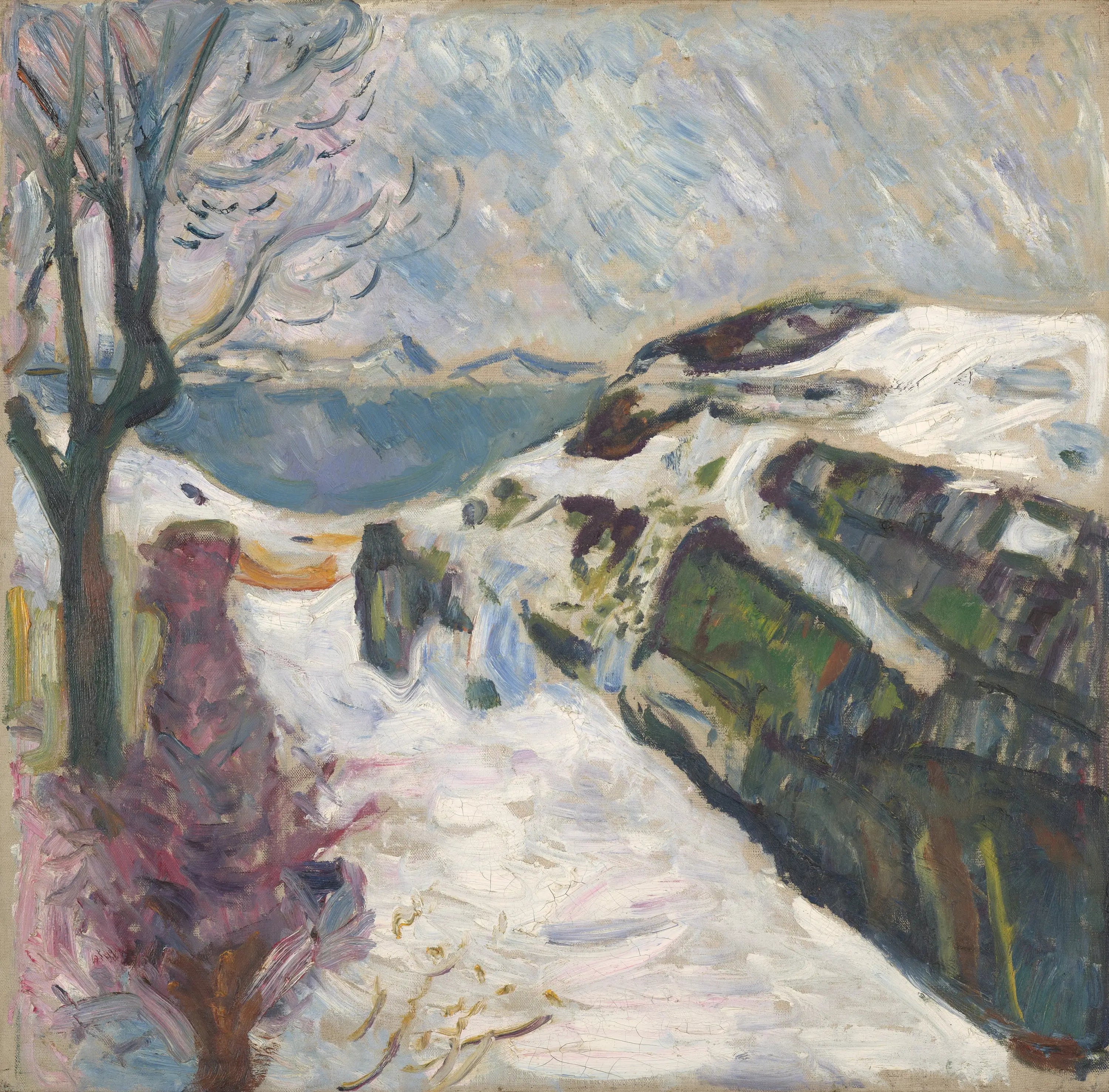 Reproduction du tableau « Paysage d'hiver depuis Kragerø - Edvard Munch » par Alpha Reproduction en peinture à l’huile