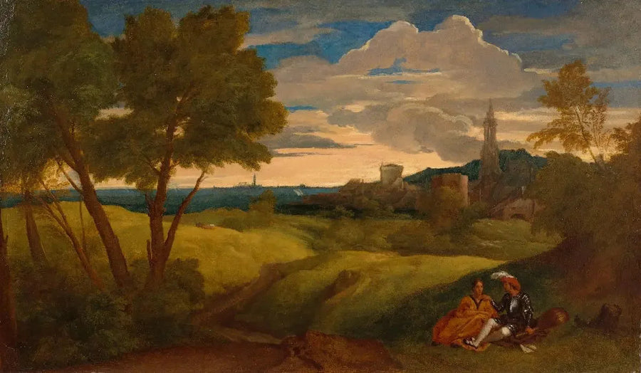 Paesaggio serale con una coppia - Titian