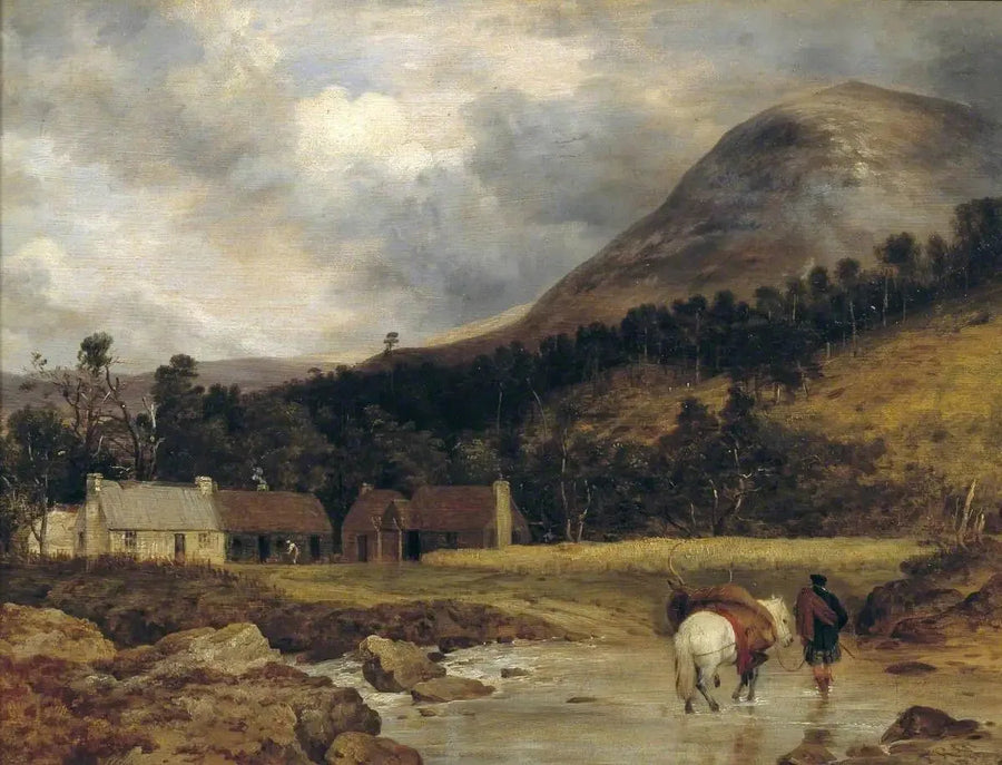 Paesaggio scozzese: L'arrivo di un cervo (personaggio e animali di Sir E. Landseer) - Edwin Henry Landseer