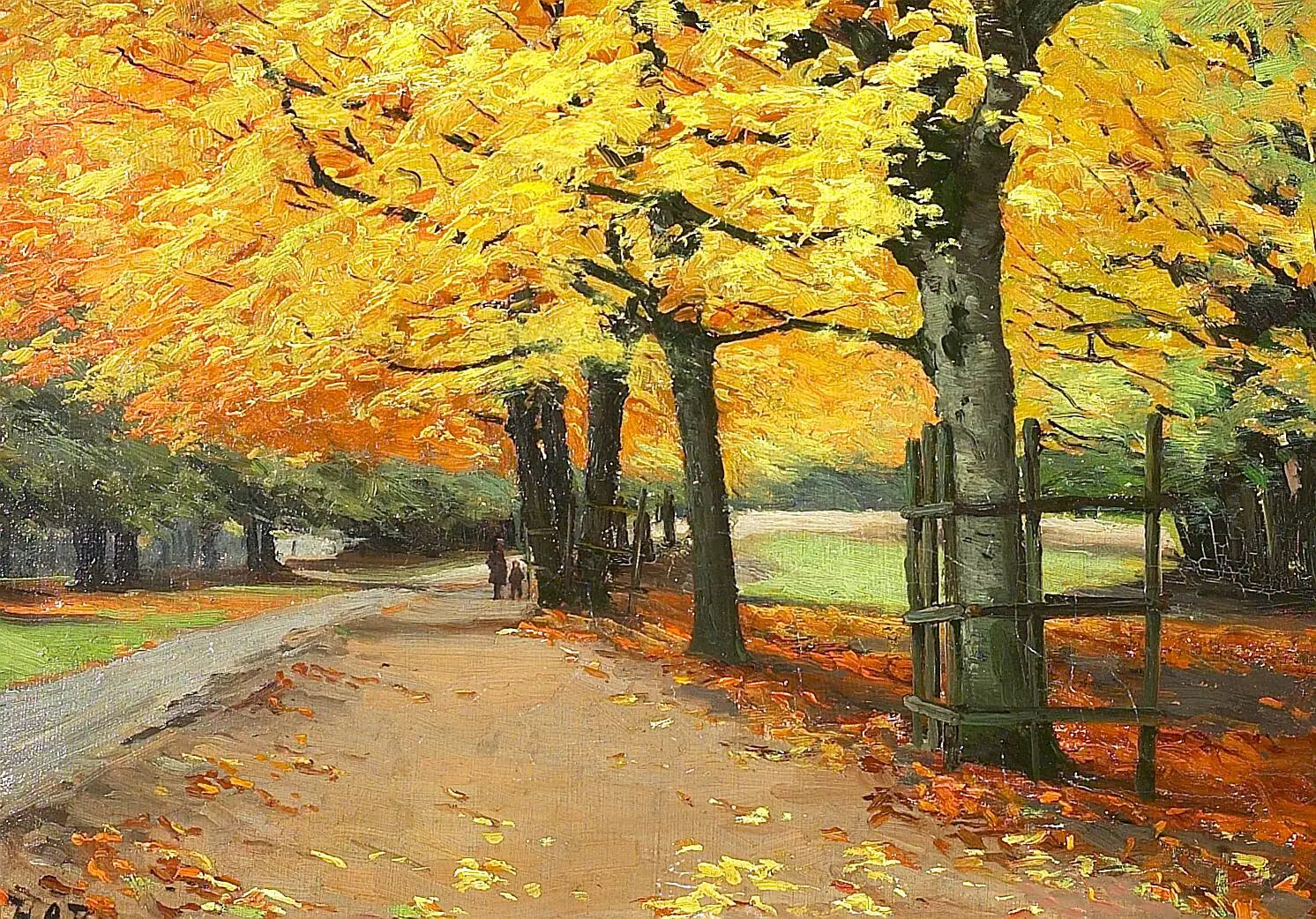Paysage en automne. - H. A. Brendekilde image 1 copie peinte à la main à l’huile