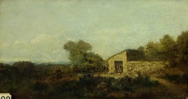 Paesaggio e edifici agricoli - Jean-Baptiste Camille Corot