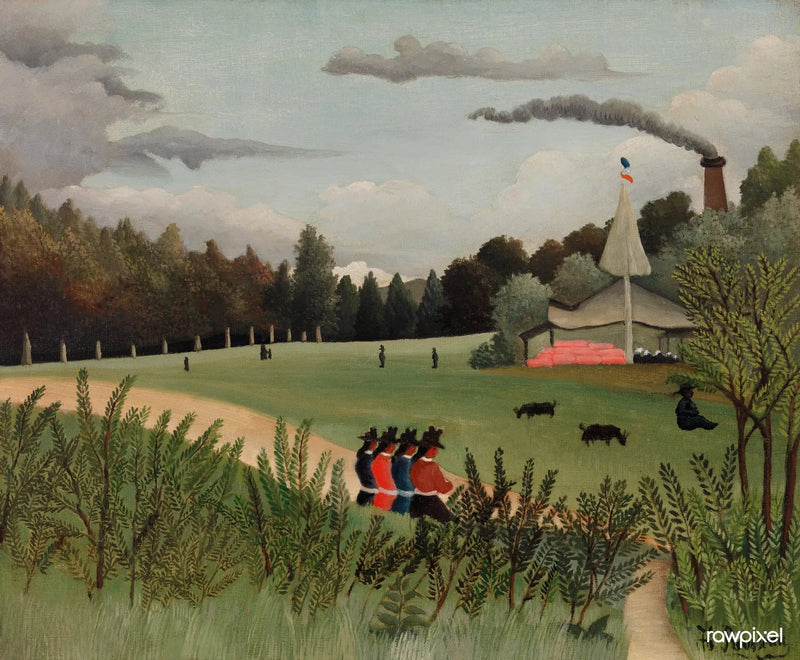 Paesaggio e quattro giovani ragazze - Henri Rousseau