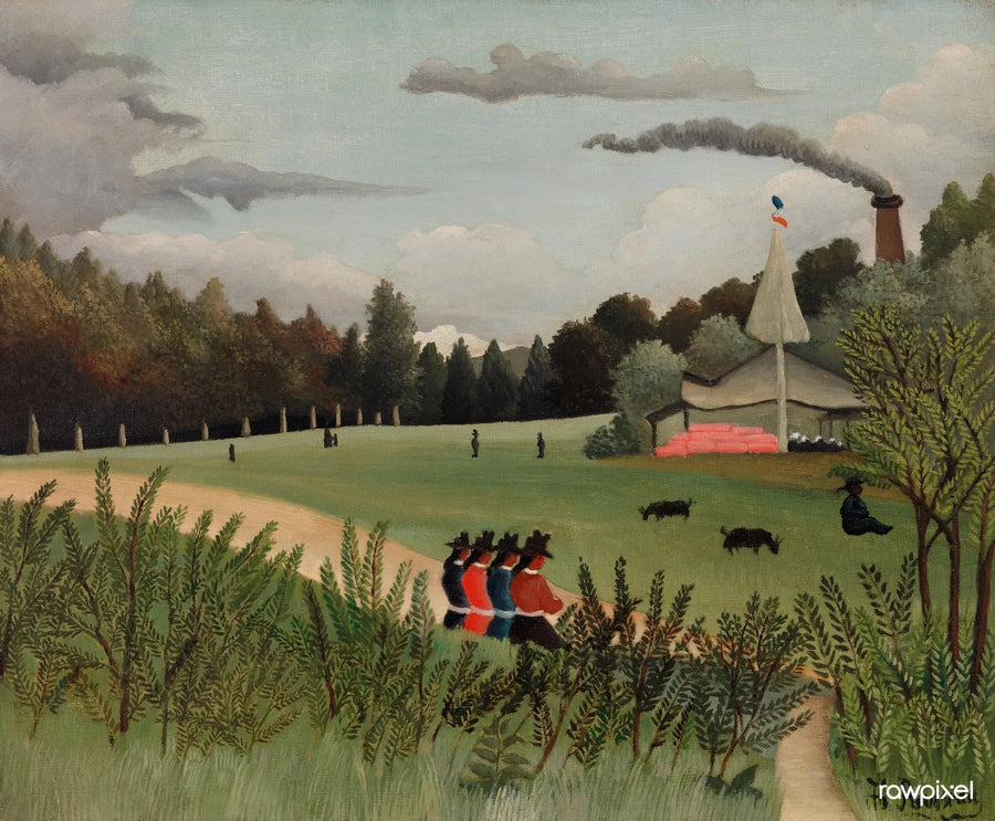 Paesaggio e quattro giovani ragazze - Henri Rousseau