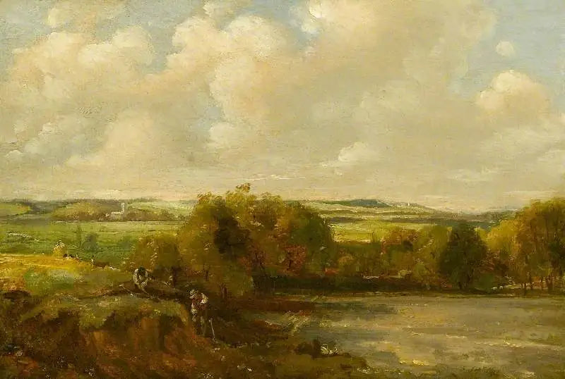 Paesaggio fluviale con operai che scavano - John Constable