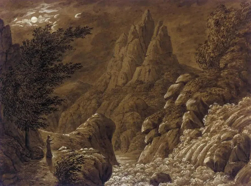 Paesaggio idealizzato con cascata - Caspar David Friedrich